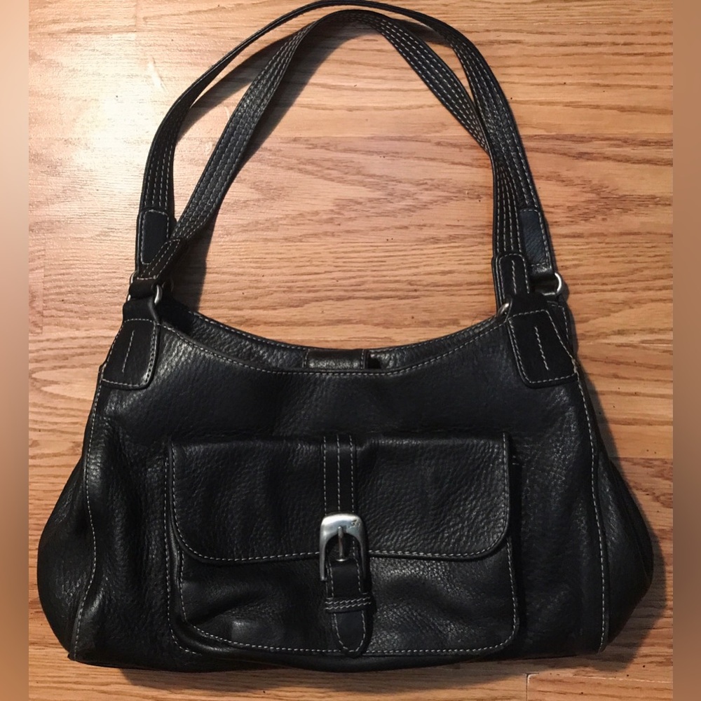 Stone Mountain Black Pebble Leather Shoulder Handbag Purse Retro Y2K
